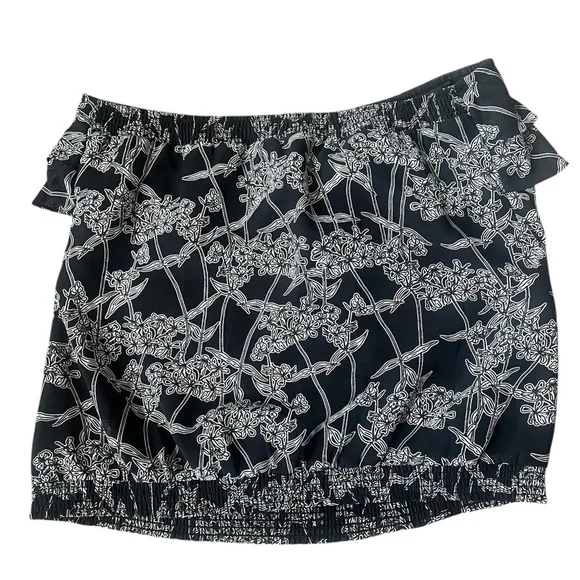 Halogen Black and White Bubble sleeveless Shirt Ruffled Casual Medium - Picture 2 of 3